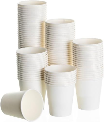 HOME SOLAZZIA Vasos de Cartón Desechables 4/8/12/16oz Vasos De Papel Biodegradables Compostables Ecológicos Vasos Desechables para Agua Bebidas Calientes y fría (500, 8oz/240ml)