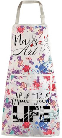 BNQL Nail Tech Apron With Pockets Nails Technician Gift Nail Lover Gift Nail Artist Apron Waterproof Nail Salon Aprons For Women (Nail art apron)