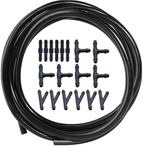 2m Kit Universal de Manguera de Limpiaparabrisas Coche, Manguera Flexible con 18 Piezas Conector Manguera de pieza en T pieza en Y pieza en I, para Conectar Bomba de Agua Boquillas