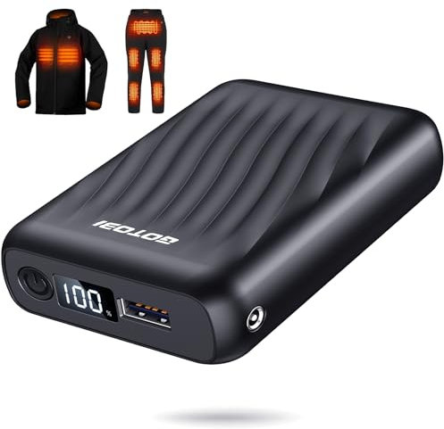 GOTOBI Power Bank da 18400 mAh per gilet riscaldante, batteria da 12 V/5 V con display a LED e uscita DC/USB/Type-C per giacche riscaldate, gilet e felpe con cappuccio