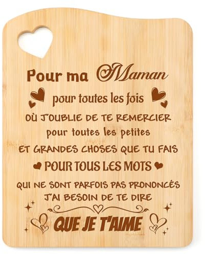 Blumuze Cadeau Maman,Planche à Découper en Bambou Sculptée Cadeau Anniversaire Maman, Cadeau D'anniversaire Pour Maman, Cadeau Pour Maman Fete des Meres Fête Des Mères Noël, Idee Cadeau Mere Cuisine