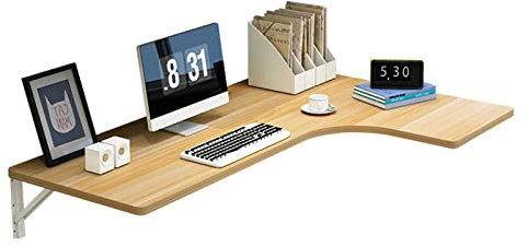 Schwebender L-förmiger Esstisch aus Holz, für Ecken, Zuhause, Büro, Walnussholz, 70 x 50 x 30 cm