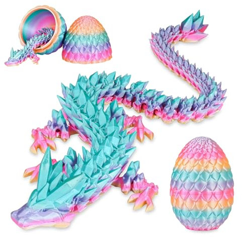 Überraschungs-Drachenei mit Drache im Inneren Geschenke für Kinder und Erwachsene 3D-gedrucktes Fidget-Spielzeug perfekt für Weihnachten Ostern Geburtstage Deko Stressabbau(Regenbogen, Mittel)