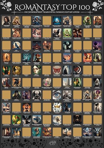 Celegreat Top 100 Romantasy Rubbelposter | Bucket List Poster für romantische Fantasy-Bücher | Geschenk für Romantik-Leser