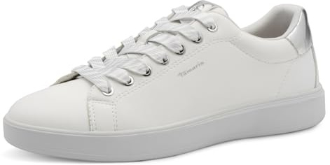 Tamaris Damen Low-Top Sneaker, Frauen Halbschuhe,Wechselfußbett,Sportschuhe,Freizeitschuhe,Turnschuhe,Laufschuhe,Freizeit,White Comb,39 EU