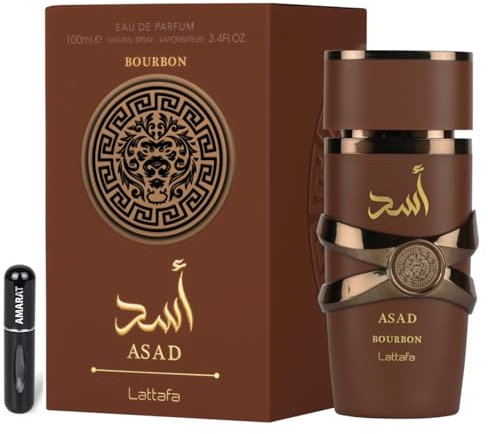 RESAES Asad Bourbon Eau de Parfum, 100 ml, Uni, langanhaltend, orientalischer Duft, würzig, mit Noten von rosa Pfeffer, Lavendel und Bourbon-Vanille, inkl. nachfüllbarem Zerstäuber, 5 ml