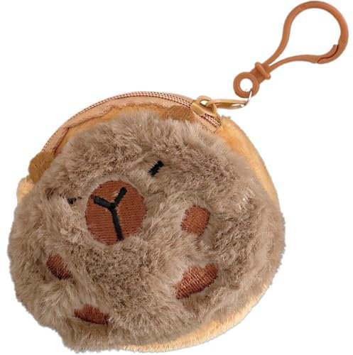 Muteitt Porte-Monnaie en Peluche Capybara, Pochette À Monnaie De Dessin Animé avec Fermeture À Glissière, Animal Kawaii, À Casque Mignon, Porte-Monnaie pour Enfants Filles Femmes