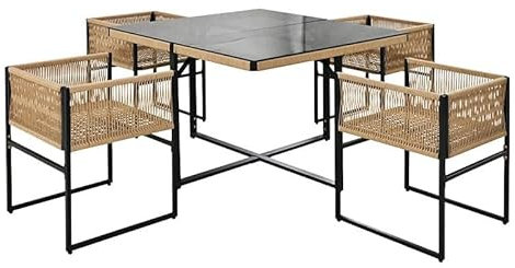 ESTEXO Sitzgruppe Gartenmöbel Set Essgruppe stylisches Rope Design Outdoor Gartenset Cube für 4 Personen (Beige)