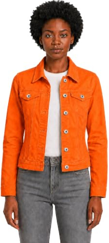 AMARA REYA Women's Stretch Cotton Lightweight Casual Denim Jacket | Long Sleeve Button Fasten Classic Collar Multi-Pocket