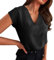 Chemises D'Été À Manches Courtes en Soie Glacée-Teeshirt Femme Coton Col V Tee Shirt Grande Taille Chemise Lin Blouse Casual Haut Respirant Top Ample Tunique Couleur Unie Hauts