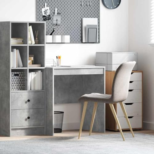 QUAHEAS Moderner Schreibtisch aus MDF in Betonoptik, 70x50x76 cm, robuster Bürotisch für Home-Office und Arbeitszimmer, ideal für Computer-Arbeit