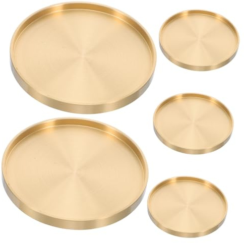 VERDANVERSE 5 pezzi Sottobicchieri in Rame Ottone per Tazze e Bicchieri Sottopiatti Decorativi Cucina e Ufficio Resistenti e Facili da