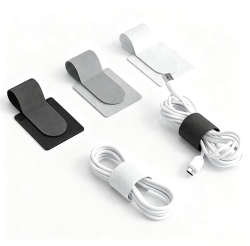 Under Desk Cable Management, 60 PCS Self Adhesive Cable Tidy Clips Straps, Cable Ties Cord Organize for Wires, Desk, TV, PC, Laptop, Ethernet