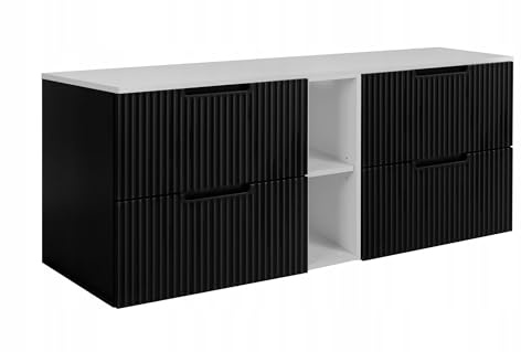 Rodan Moderne Möbel - Schrank Weiß, Schwarz - Möbelstück - Bastelregal – Bastelplatte 60 cm + 60 cm + 140 cm