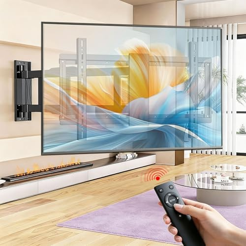 Motorised Electric Telescopic Wall Bracket Fits 65–86 Inch LCD TV Screens | Remote controlled motorised bracket with 70–90° swivel and minor tilt, maximum VESA 750x600 for domestic and office usage
