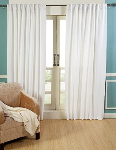 Linen Clubs Set of 2,100% Slub Cotton Duck Curtain White,Cotton Duck Reverse Tab Top Window Panels-50x72 inch,Machine washable for easy care