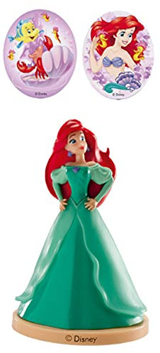 dekora 303017 Tortendeko Deko Geburtstag Set mit Arielle Figur und Cake Topper-Torten Zubehör aus PVC, Mehrfarbig, 8.5 cm