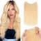 Extensions Echthaar mit transparenter Schnur, Silk-co Wire in ExtensionsBleichblond 65g, Secrets Hair Extensions, Unsichtbarem Haar Extensions Haarverlängerung für Frauen 45cm #613