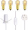 Salt Lamp Replacement Light Fitting with Button Switch + 4 Units of 15 Watt E14 Incandescent Oven Bulb. White Power Cord Cable Comes with Certified E14 Bulb Holder, Button & British Standard Plug