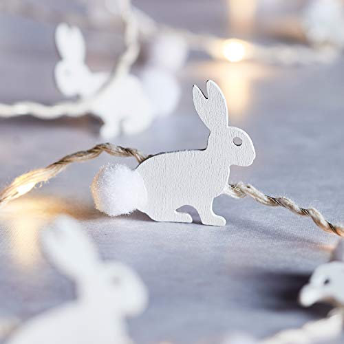 Lights4fun 20er LED Micro Oster Lichterkette Hasen warmweiß Timer Batterie Osterdeko Innen Tischdeko Ostern