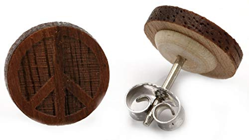 Miriquidi Holz Ohrstecker Silber 925 Sterling 11mm Paar