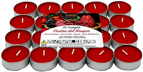 Lumar Aromatic Lot de 20 bougies chauffe-plat parfumées (Fruits rouges