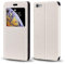 Coque à Rabat en Cuir PU avec Fenêtre Visible et Aimant Invisible Compatible avec iPhone 6S, Étui Intelligent à Affichage Clair (Blanc)