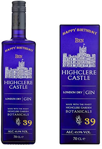 Personalised Highclere Castle Gin Bottle Label for Birthday Xmas Any Occasion