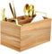 Spiretro Organizador de cubiertos, soporte para utensilios de cubiertos, organizador de condimentos para cocina, comedor, entretenimiento, portón trasero, picnics, 4 compartimentos, madera de acacia