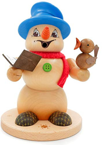 Kuhnert - Erzgebirgische Holzkunst Räuchermann Räucherfigur Schneemann 19cm - Sänger