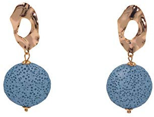 SchmuckDesignByEmma Runde vergoldete Blaue Lava Ohrringe