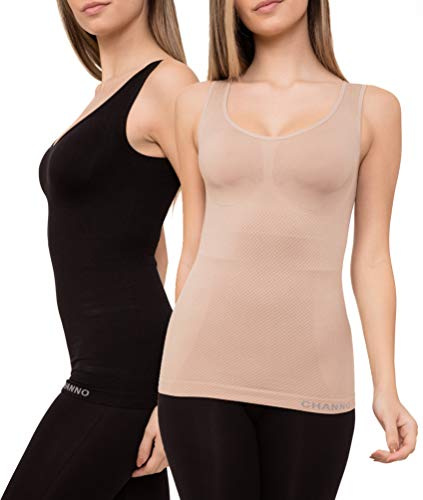 Pack de 2 Camisetas Interiores Reductoras con Tirantes Anchos sin Relleno Cómodas y Elásticas Seamless Sin Costuras