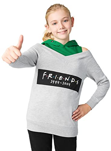 FRIENDS Hoodies for Girls & Teenagers Oversized Hoodie Dress or Open Shoulder Hooded Sweatshirt Soft Breathable Loungewear Activewear Gifts for Girls