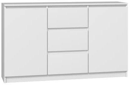 ADGO 2D3S Weiße kommode mit schubladen und 2 Türen Kommode 120cm breit x 75cm höh x 40cm tief, Sideboard Schlafzimmer Kleiderschrank Kommode Klassischer Schrank mit Regalen (Versand in 2 Packs)