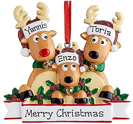 Weihnachten Anhänger Deko Harz Elch Weihnachtsbaum Anhänger Personalisierte DIY Familie Weihnachtsschmuck Kit, Weihnachtsanhänger Christbaum Hängende Ornamente Deko