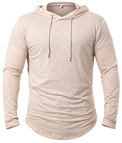 CARWORNIC Men's Quick Dry Hooded Tops Lightweight Running Hiking Athletic Hoodies Long Sleeve Thin Breathable Golf Top Active Sports Gym T-Shirt Men Outdoor Casual Fishing T Shirt Khaki