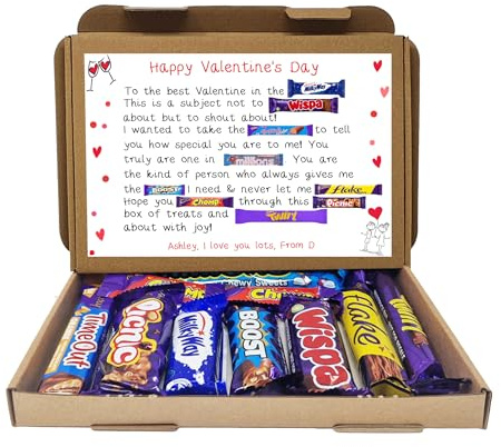 Treasured Forever Personalised Valentines Gifts for Him or Her - Chocolate Selection Gift Box Hamper - Hug in a box - Gift for all ages (Poem Box)