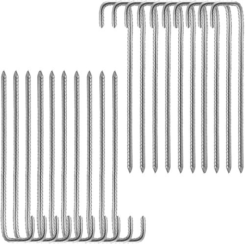 GREEN HAVEN Ultra-Strong Heavy Duty Tent Pegs Pack of 20 - Extra Thick Tent Metal Camping Pegs, Rust Proof J-Pin 8mm Thick Peg, Ideal for Agricultural Fences, Camping, Garden