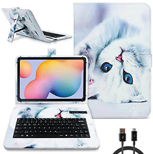 NAmobile Tastatur Hülle QWERTZ Bluetooth kompatibel mit Samsung Galaxy Tab S11 S10 S9 FE Schutzhülle Cover Tablet Tasche 10,9 Zoll Case Keyboard kabellos Ultra deutsches Layout, Farben:Motiv 1
