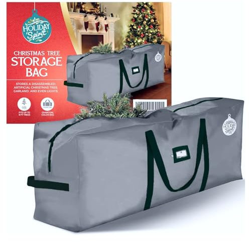 HOLIDAY SPIRIT Christmas Tree Storage Bag - Heavy-Duty Bag with Durable Reinforced Handles & Zipper, Waterproof Protection from Moisture & Dust (Fits 7.5FT Tree, Charcoal)