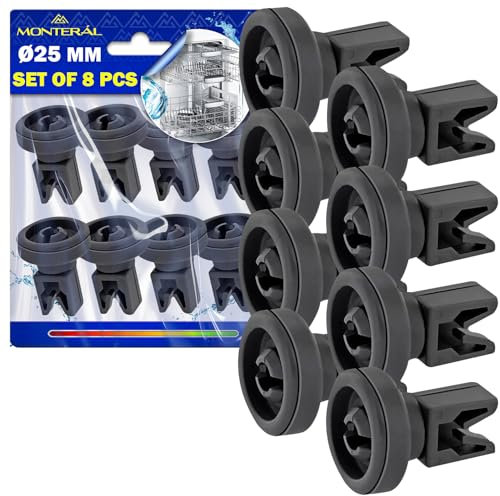 8 Piezas Ruedas Lavavajillas para Cesta Superior Ø 25 mm con Código Original 5028696700/0 50286967000 5028696700 para AEG para Electrolux para Juno para Zanker para Zanussi - MONTERAL