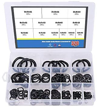 Rondelle assortite, 320 rondelle a molla ondulate in acciaio al carbonio, tipo a compressione, ondulate ondulate, kit assortito