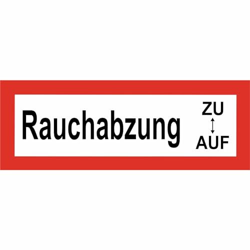 Indigos UG - Schild Brandschutz Rauchabzug zu - auf - 14,80 cm x 5,20 cm - Warnung - Sicherheit - Hotel, Firma, Haus - Aluverbundplatte 3mm - Hinweisschild - Warnschild