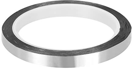 Rebower Metalizado Poliéster Película Decorativa Adhesiva Espejo Cinta, para Moldura Recorte Bricolaje Gráfico Arte Suministros - 0.39 Pulgada x 55 Yardas/Plateado Tono / 1uds