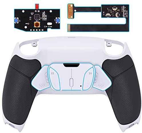 eXtremeRate Programmierbar RISE4 Remap Kit für ps5 Controller BDM-010/020,Remap Board&Rückplate Gehäuse/Case&Back Paddles Rücktasten für ps5-Schwarz& Weiß Paddles