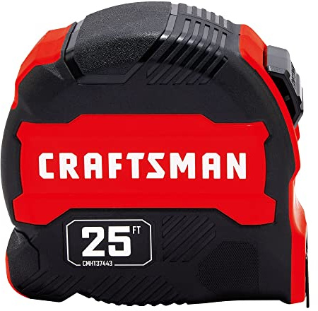 CRAFTSMAN 25-Ft Tape Measure with Fraction Marketing, Retractable, Manual-Locking Blade (CMHT37443S)