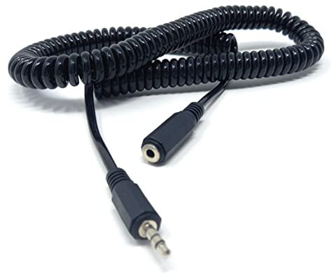 DRUT 4m 3.5mm Stereo Jack to 3.5mm Socket Headphone, Speaker, HI-FI Extension Coiled Cable Lead 13ft