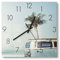 DEQORI Glasuhr | 30x30 cm | Motiv Surfer-Bus am Strand | ausgefallene leise Design Uhr aus Glas | Wanduhr für Wohnzimmer & Küche | Moderne Hingucker Uhr für die Wand