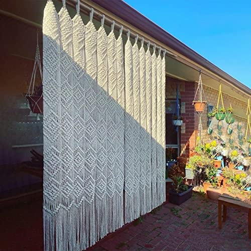 Macrame Curtains for Windows/Doorways, Macrame Valance Large Handmade Knitting Wall Hanging, Boho Room Divider Tapestry Door Curtains, Wedding Backdrop Arch Boho Woven Wall Decor ( Size : 51.2x 74.8in