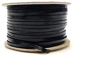 3mm Flat Genuine Leather Cord Thonging Strip Laces Bracelet Necklace Jewellery In (Black, 10 Metres)